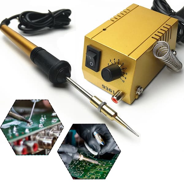 Mini Lodde Station, Justerbar Temperatur 50-450℃, Kompakt Størrelse, Alsidig til Elektronisk Svejsning,Gul, 220V