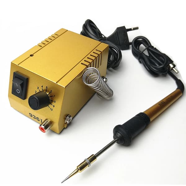 Mini Lodde Station, Justerbar Temperatur 50-450℃, Kompakt Størrelse, Alsidig til Elektronisk Svejsning,Gul, 220V
