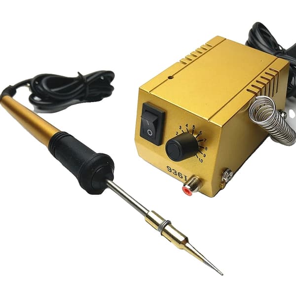 Mini Lodde Station, Justerbar Temperatur 50-450℃, Kompakt Størrelse, Alsidig til Elektronisk Svejsning,Gul, 220V