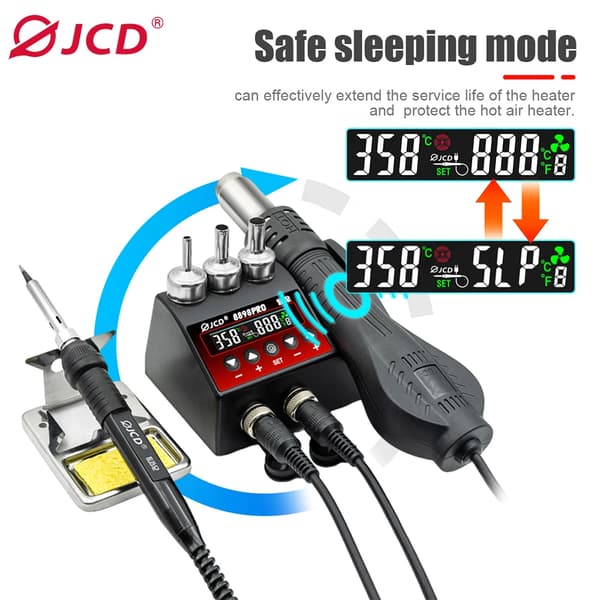 Lodde Station, 2 i 1, Digital Skærm, Præcis Temperaturkontrol,220V EU STIK, 8898PRO Station