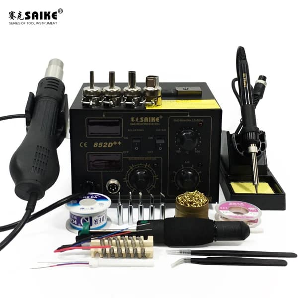 SAIKE 852D++ Lödningsåterställningsstation, 400W Effekt, 100-450°C Temperaturområde,220V, paket 3