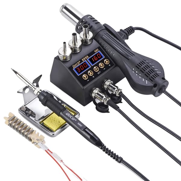 2 i 1 Varmluftpistol Station, 750W Effekt, Præcis Temperaturkontrol,220V EU STIK, 8898 KIT2
