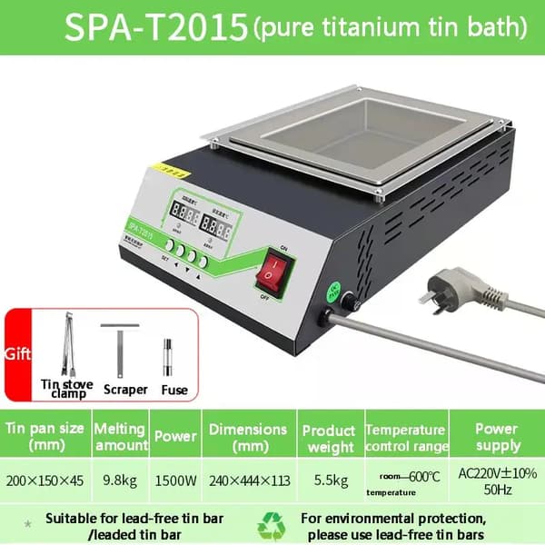 Digital Tin Smeltovn, Temperaturkontrol op til 600°C, Kompakt Design,SPA-T2015