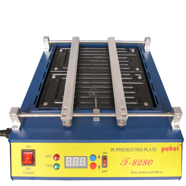 T-8280 IR Forvarmningsovn, Justerbar Temperatur op til 450°C, 1600W Effekt, Rummelig Arbejdsbænk 410x316mm