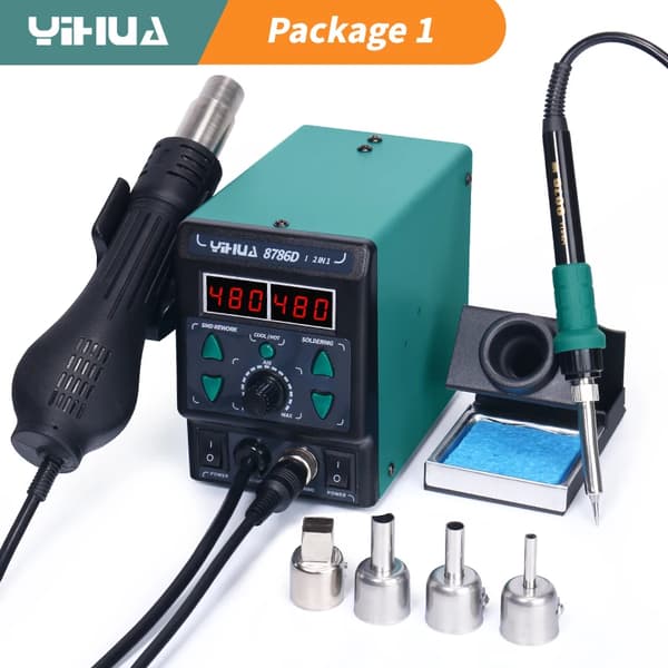 Loddestation med varm luft, justerbare temperaturer, kraftfuld 740W udgang,220V EU, 8786D-I pakke 1