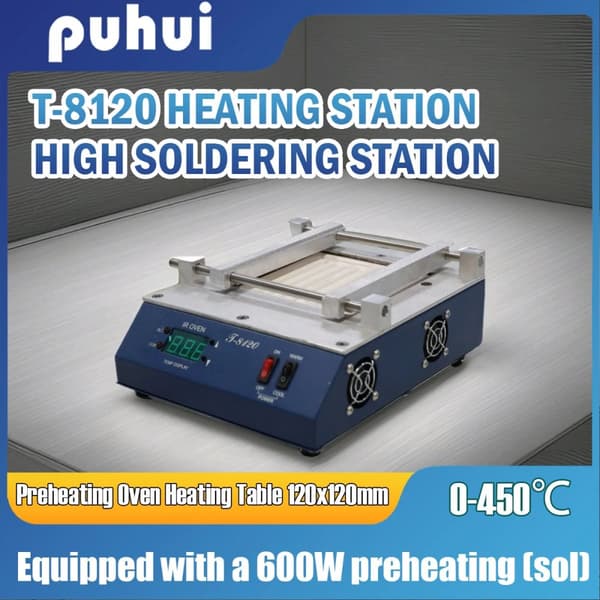 Infrarød Forvarmningsstation, 120x120mm Opvarmningsområde, PID Kontrol, 0-450℃ Temperaturinterval,PUHUI T-8120