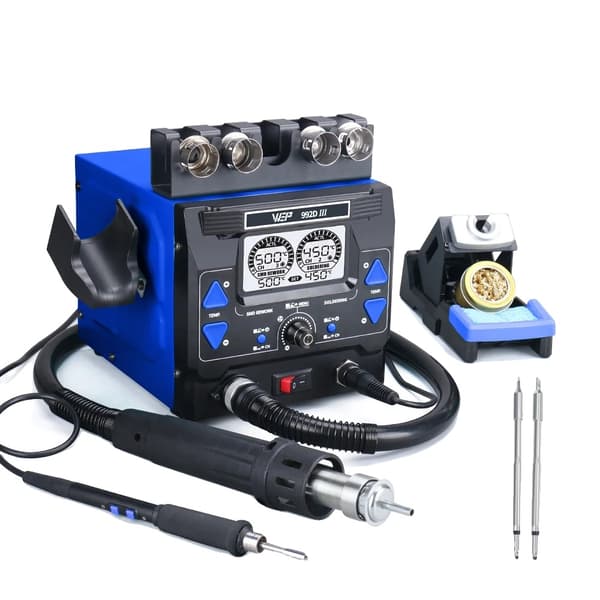 Digital Lodde- og Rework Station, 1220W Dobbelt Funktion, LCD Skærm,Pakke 1, 220V EU