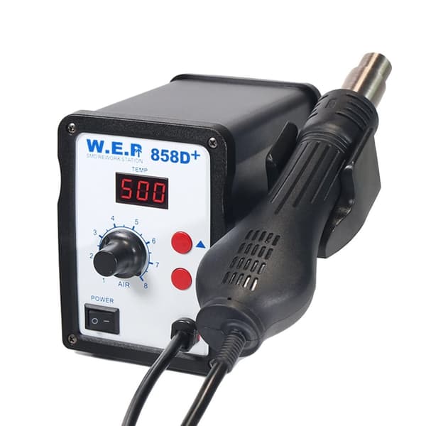 SMD Varmepistol 700W, Justerbar Temperatur 100-500℃, LED Display,SortSort, 220V