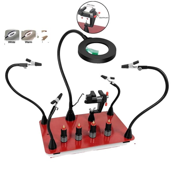 Magnetisk Lodde PCB Holder, Robust Base, Justerbare Fleksible Arme,N-4AR-5CUSB