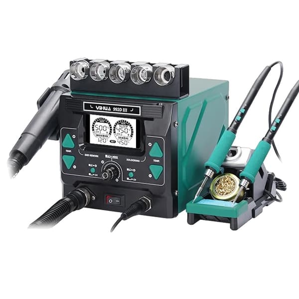 YIHUA 992D-III Lodde Station, Dobbelt Funktionalitet, Høj Effekt 1220W,Sæt 3 210 og 245, 220V