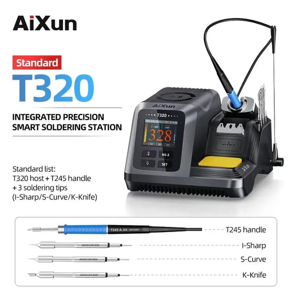 Aixun T320 Lodde Station, 200W Effekt, 90°C-450°C Temperaturinterval,T320-245, 220V
