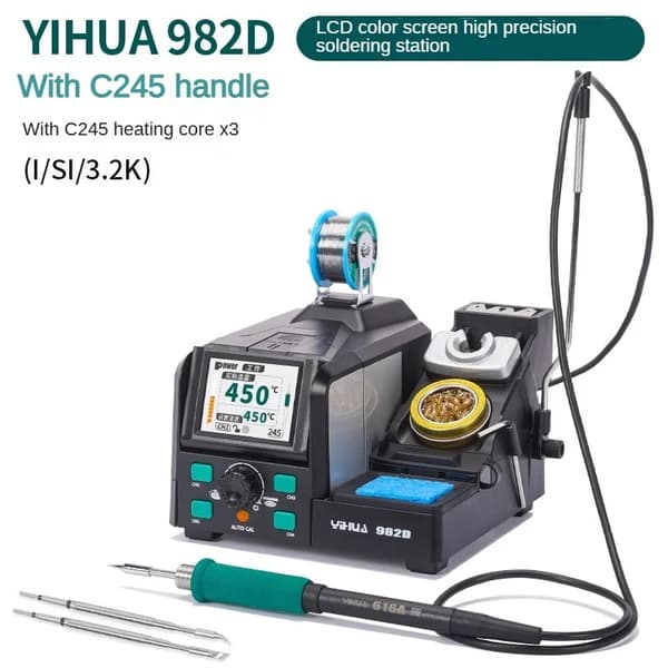 YIHUA 982D Lodde Station, Automatisk Kalibrering, Hurtig Opvarmning,110V, C245 Sæt