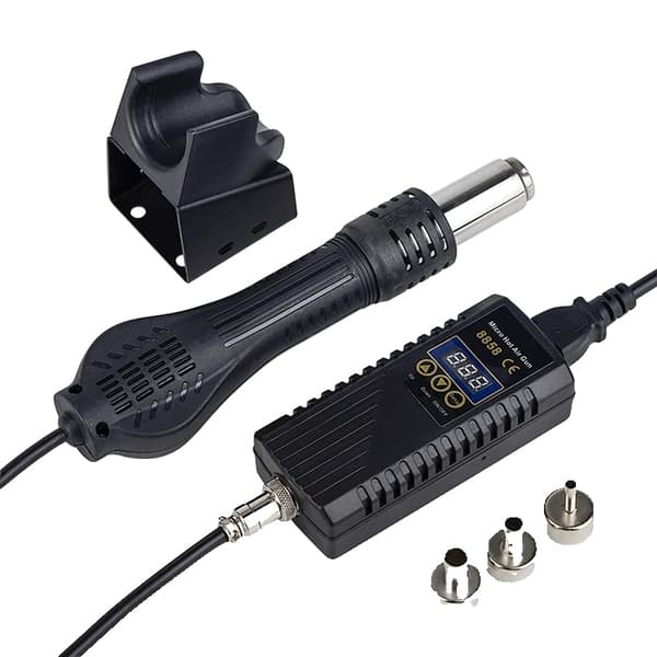 SMD Rework Loddestation, 750W Strøm, LCD Digital Display, 8858 Varmepistol, 220V EU STIK