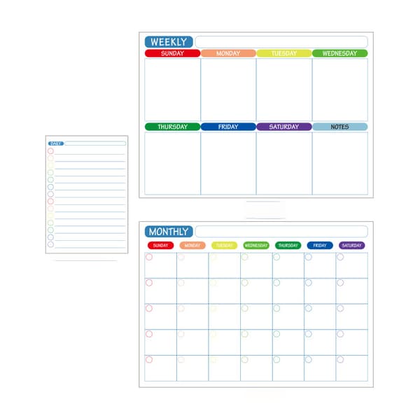 A3 Magnetic Dry Erase Månedlig Ukentlig Kalender To-Do List 3-Pack