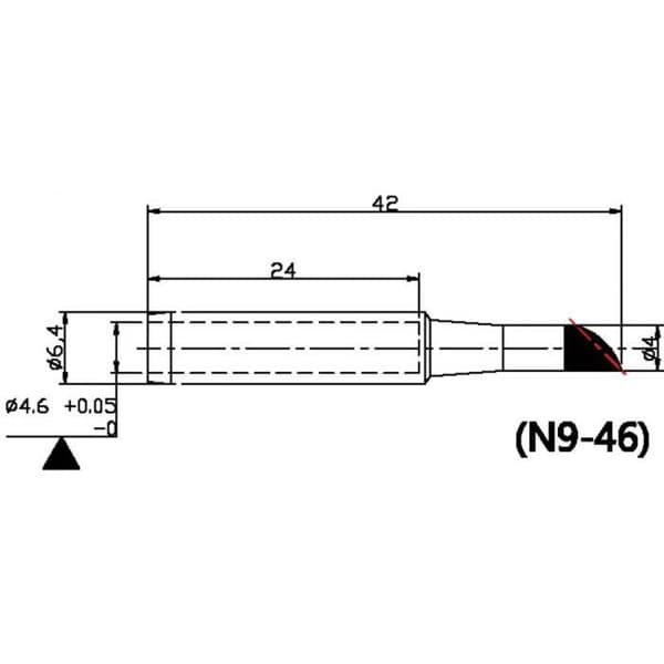 TOOLCRAFT N9-46 45° fasad lödkolvspets - Spetsstorlek 4 mm - Spetslängd 42 mm
