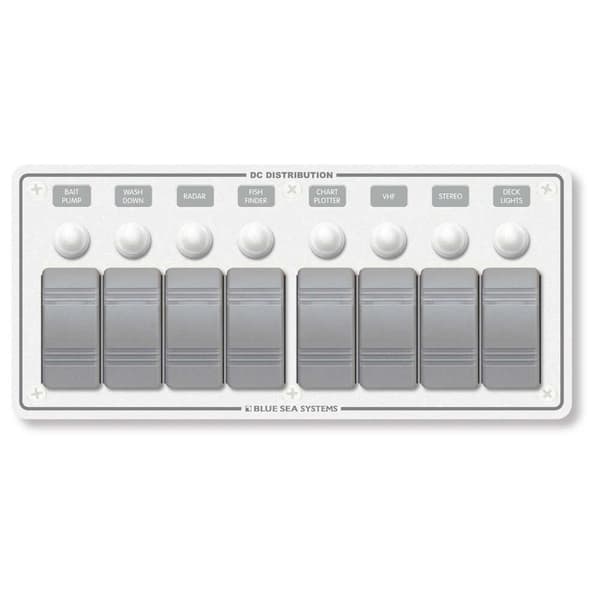 Blue Sea Systems Water Resistant Panel 8 Position Valkoinen,Harmaa