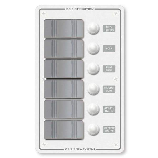 Blue Sea Systems Water Resistant Panel 6 Position Valkoinen,Harmaa