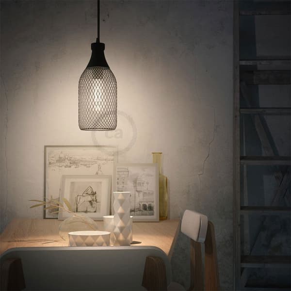 Creative Cables Hängande Lampa Textil Flaska Jeroboam 1.2 M Svart