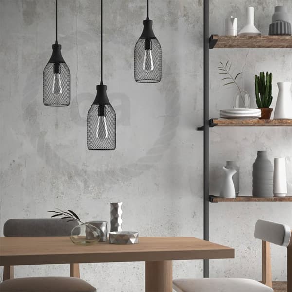 Creative Cables Hängande Lampa Textil Flaska Jeroboam 1.2 M Svart