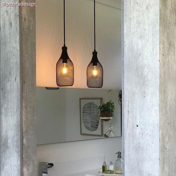 Creative Cables Hängande Lampa Textil Flaska Jeroboam 1.2 M Svart