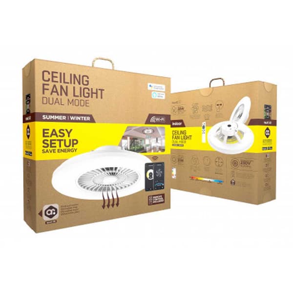 Muvit Io Kattotuulettimen Valo Wifi Cct 600*170 Mm Valkoinen 3800 Lumens