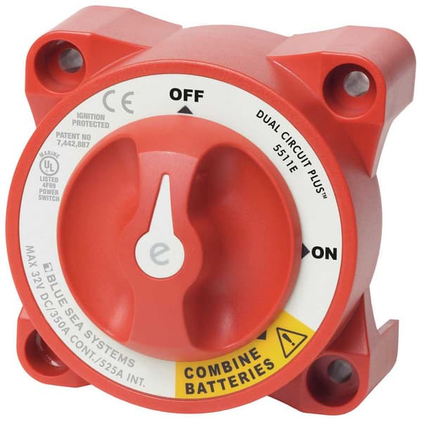 Blue Sea Systems E-series Dual Circuit Plus Battery Switch Punainen