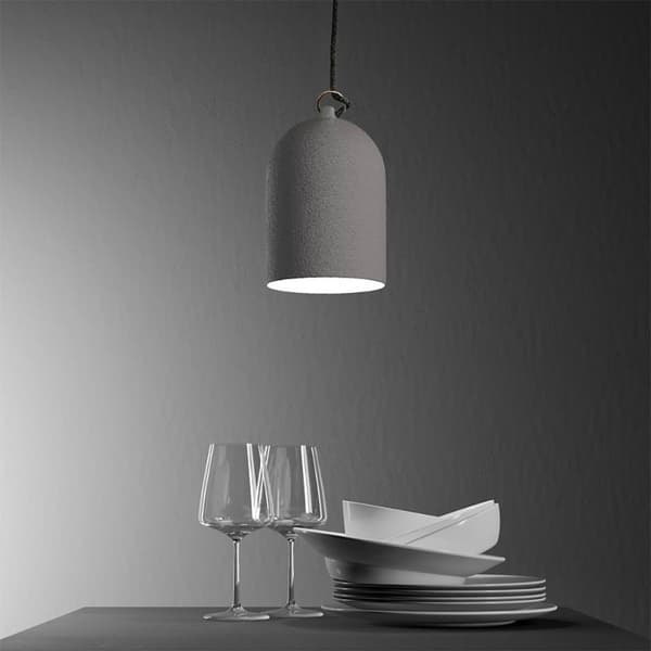 Creative Cables Hængende Lampe Tekstil Mini Campana Xs 1.2 M Med Bombilla Grå