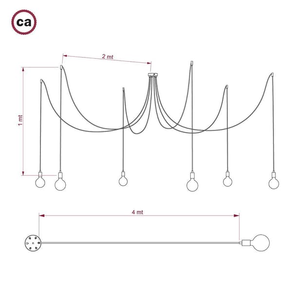 Creative Cables Spindel Hängande Lampa Faller 6 Vit