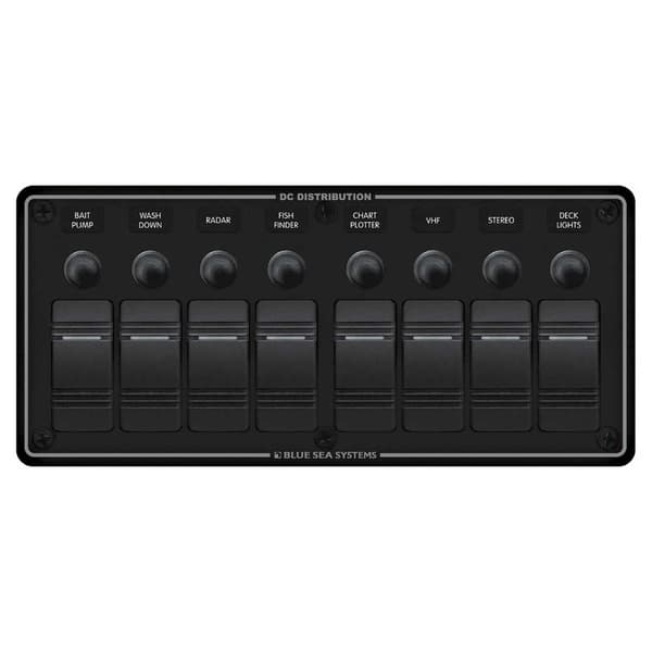 Blue Sea Systems Water Resistant Panel 8 Position Musta