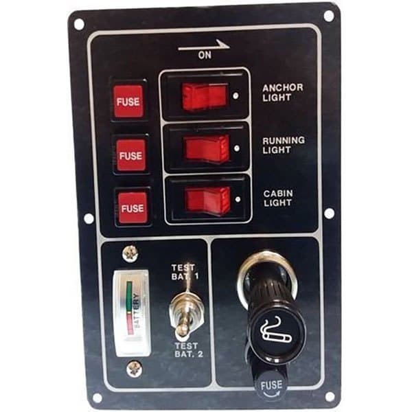 Goldenship Valaistu 15a 12v 3 Kytkimet Paneeli Kanssa Sulake Pitimet Musta 115 x 165 mm