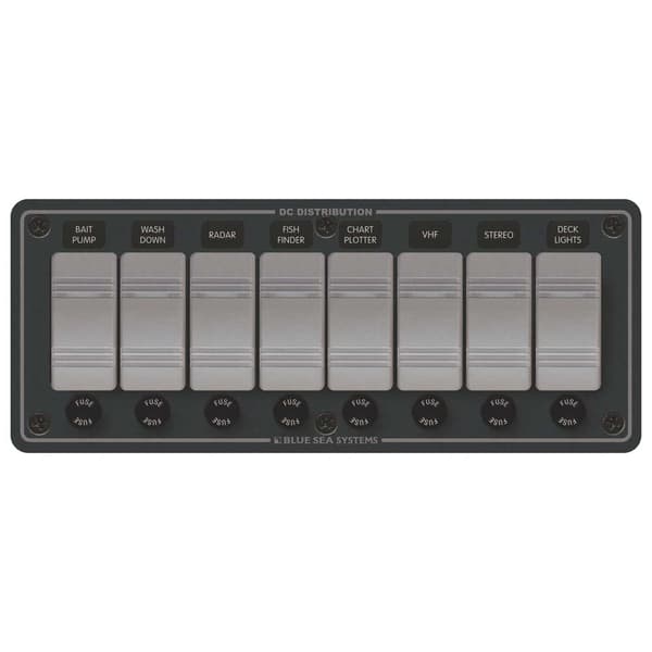 Blue Sea Systems Contura Water Resistant 12v Dc Panel 8 Position Musta