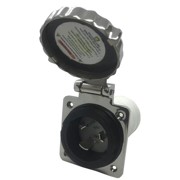 Marinco Inox Power Inlet 50a 125v 3c Hopeinen