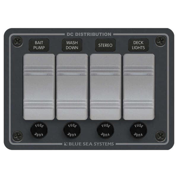 Blue Sea Systems Contura Water Resistant 12v Dc Panel 4 Position Musta