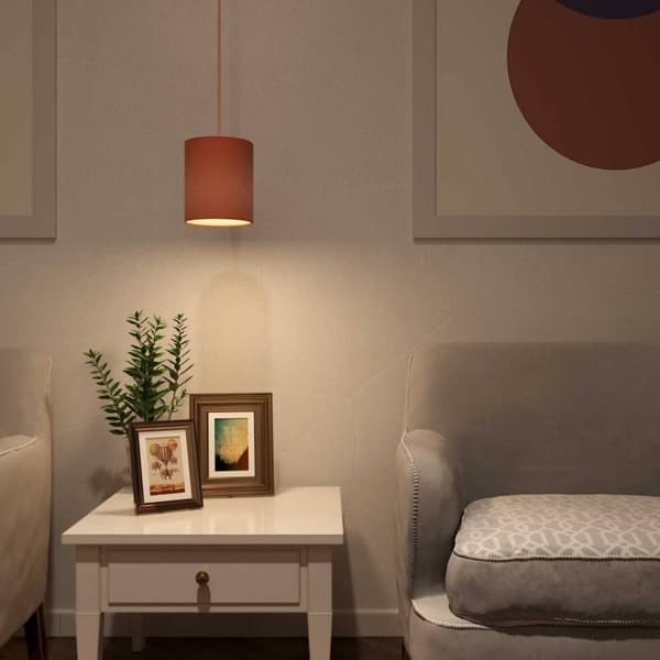 Creative Cables Hängande Lampa Textil Cylinder 1.2 M Med Bombilla Orange