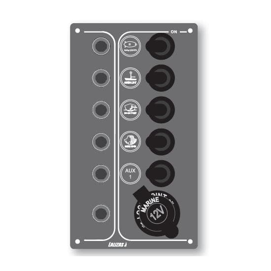 Lalizas Paneeli Switch 5 Waterproof Switches & Autom Fuses 12v Harmaa