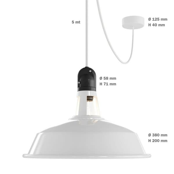 Creative Cables Hængende Lampe Med Lampeskærm Og Pære Eiva Elegant 5 M Sort