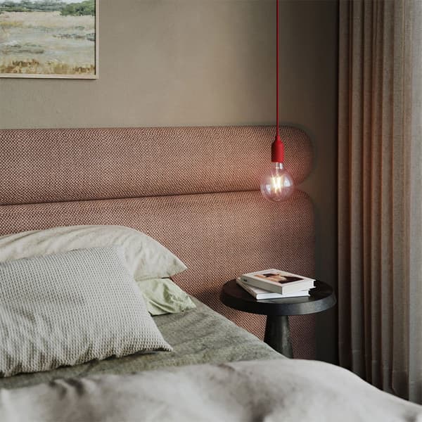 Creative Cables Farverig Silikone Pendel Med E Kabel-med Pære Textil