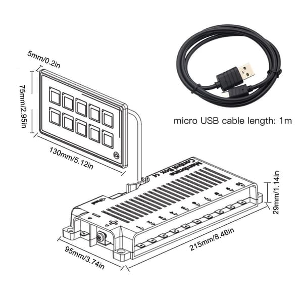 Membran Kontrol Tænd/sluk Panel, Bluetooth APP Kontrol, 60A Strømvurdering, Baggrundsbelyst Modul