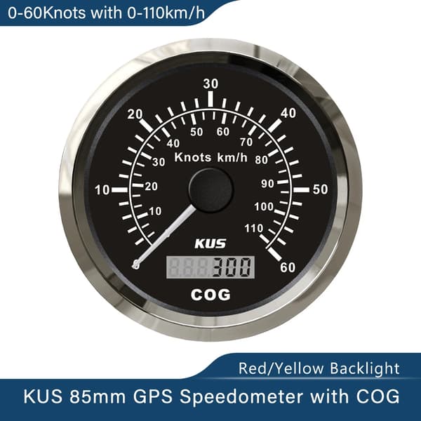 GPS Hastighedsmåler Gauge, Vandtæt, Rød Gul Baggrundsbelysning, 60knots-BS