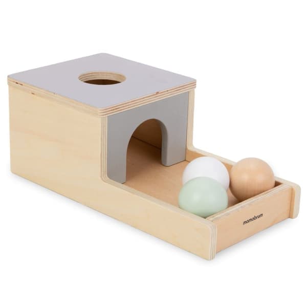 Mamabrum, Montessori-koulutuslaatikko vauvoille, 6 koulutuslelua, puiset lelut, helistin, lohkot, auto, siili, puukirja,...