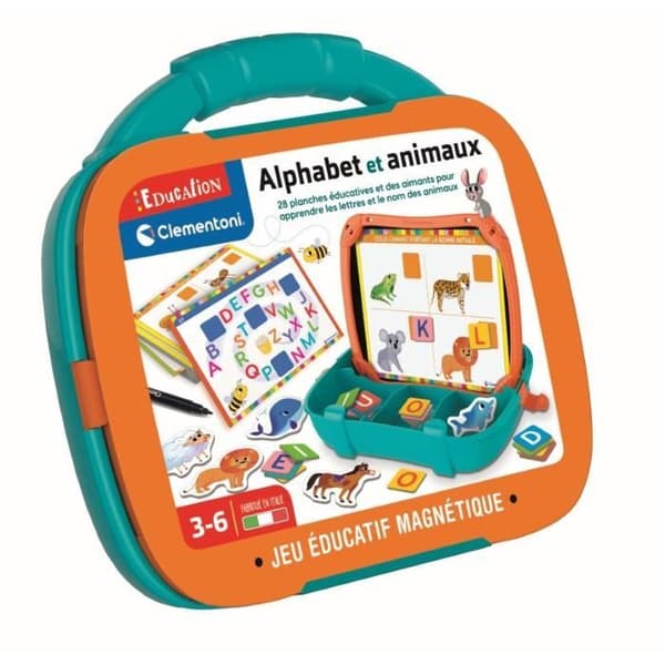 Clementoni - Magnetic Letters &amp; Animals Case - Från 3 år