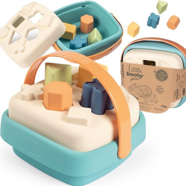 SMOBY pieni vihreä lajittelija biomuovikorissa