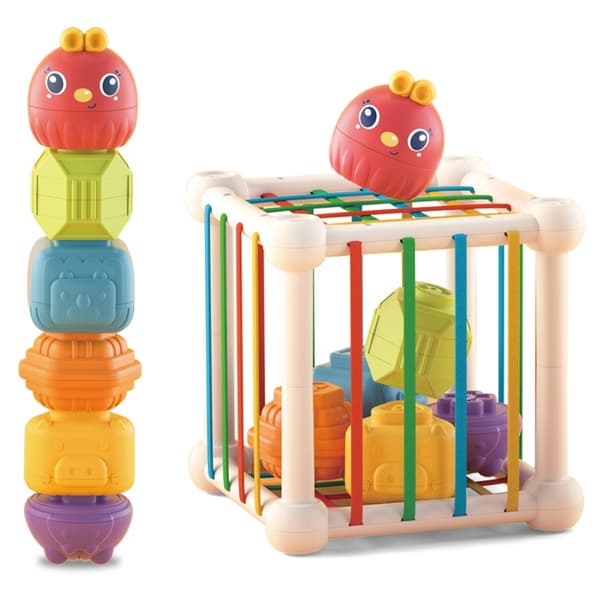 WOOPIE BABY Fleksibel Sensorisk Terningsorterer til Børn + Rangle 7 stk