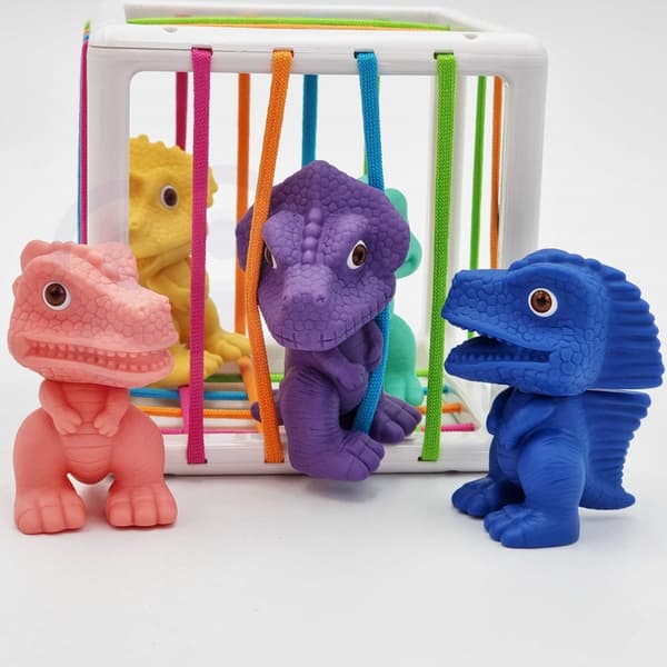 WOOPIE Fleksibel Sensorisk Terningsorterer til Børn Farverige Dinosaurer 6 stk.