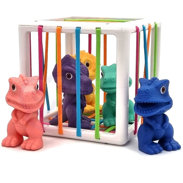 WOOPIE Fleksibel Sensorisk Terningsorterer til Børn Farverige Dinosaurer 6 stk.