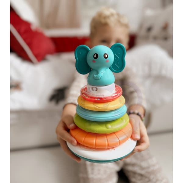 WOOPIE BABY Pyramidtorn Interaktiv Elefant med Ringar och Skallra