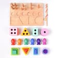 Miniatyrbild 3 av 6: OBOSOE Montessori-leksak, 3-i-1 Färg- & Formlärspussel med Fiskelek • Trästapel & Insticksleksak för Småbarn 1–3 år (Flickor/Pojkar)