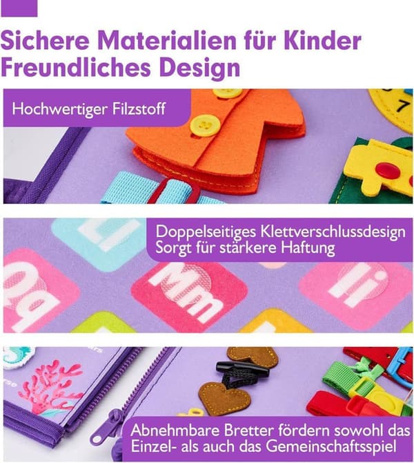 OBOSOE Aktivitetsbræt Montessori-legetøj, Sensorisk opdagelsesbog Pædagogisk aktivitetsbog, Motoriklegetøj som gave til børn (2-4 år)