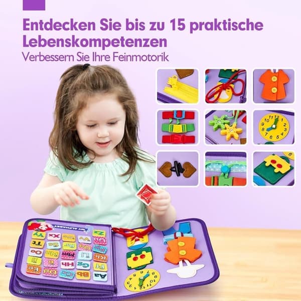 OBOSOE Aktivitetsbræt Montessori-legetøj, Sensorisk opdagelsesbog Pædagogisk aktivitetsbog, Motoriklegetøj som gave til børn (2-4 år)