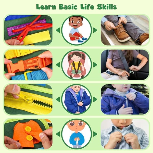 OBOSOE Aktivitetsbräda Montessori-leksak, Sensorisk Upptäcktsbok Pedagogisk Aktivitetsbok, Motorikleksak som Present till Barn (2-4 år)
